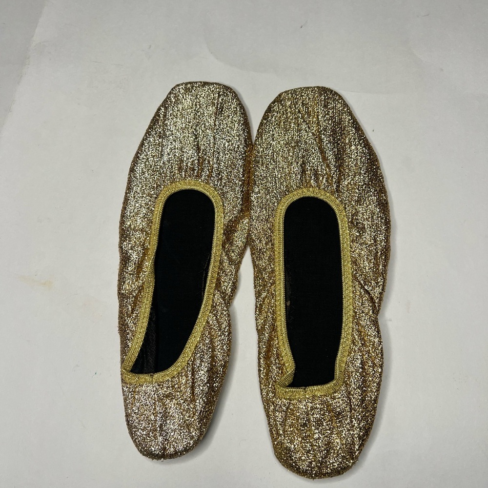Vintage  Swishables ballet flats Gold sparkly Made In USA Sz 7-7.5
